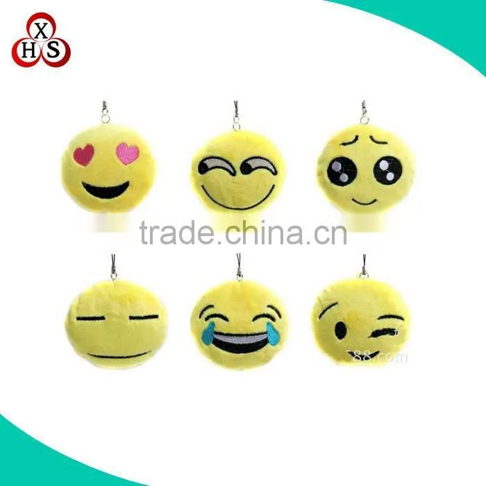 2016 wholesale funny plush stuffed emoji keychain