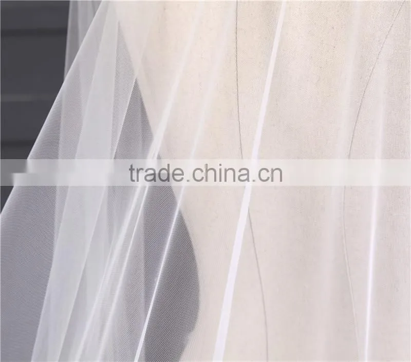 2017 wholesale new grance long lace bridal wedding veil Fashionable long Tulle HL23