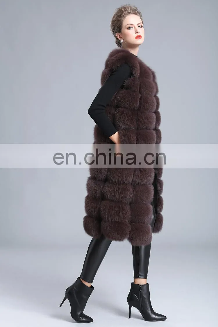 2016 Fashion Genuine Real Fox Fur Vest Women's Long Fox Fur Vests