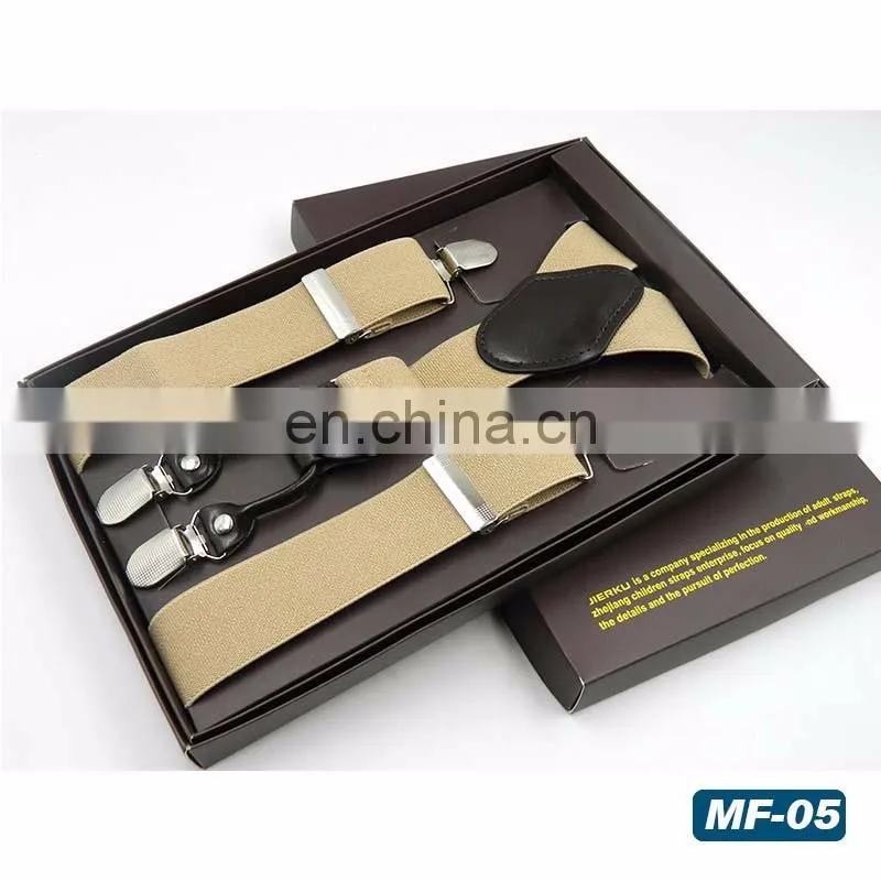 2017 Fashion High quality 6 Solid colors European and American style 4 clips suspenders