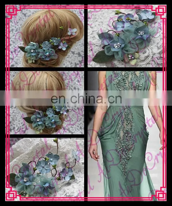 Aidocrystal classic green floral tiaras,artificial lace flower fascinators,rhinestone headpiece
