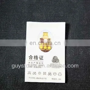wholesale custom polyester satin printing wash care label for clothing