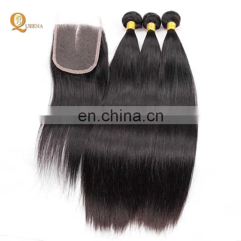 Unprocessed Wholesale Virgin Brazilian Straight Hair Weave Bundles With Closure Brazilian Hair Closure