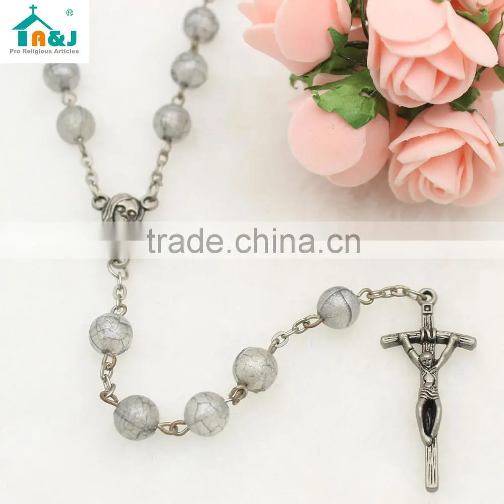 Plastic rosary bead wholesale cross necklace