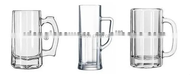 Promotional wholesale clear beer glasses/beer mug with handle