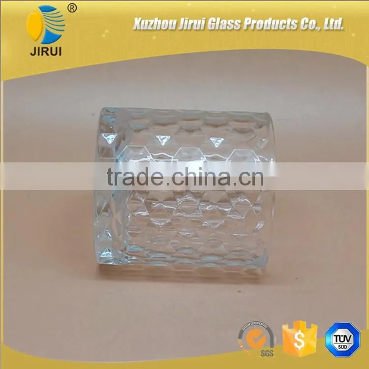 cylinder glass candle holder with engraved design