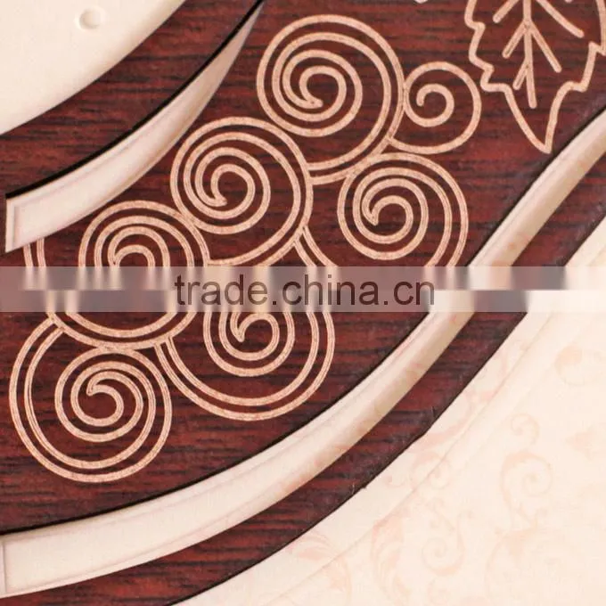 Newest 2016 Blank Inserts Printable Rectangle Leaf Wooden Designed Wedding Cards