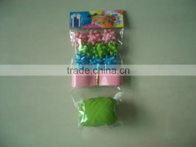 2016 New Design High Quality Gift Decorative Set/ star bows and matte metallic curly ribbons