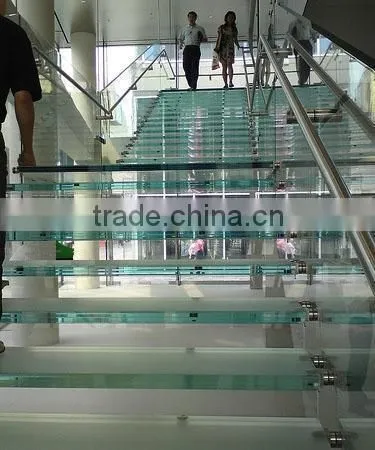 Glass stairs, indoor glass stair railings