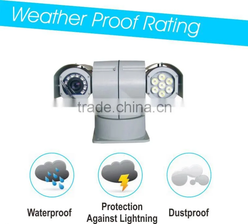 700TVL Analog Vehicle IR Varifocal PTZ Camera 1/3" Sony CCD Vehicle PTZ Camera Multi-protocol Weatherproof Design Wth Wiper