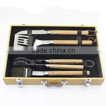 stainless steel bbq tools bbq tools/bbq tool set/bbq set wood box