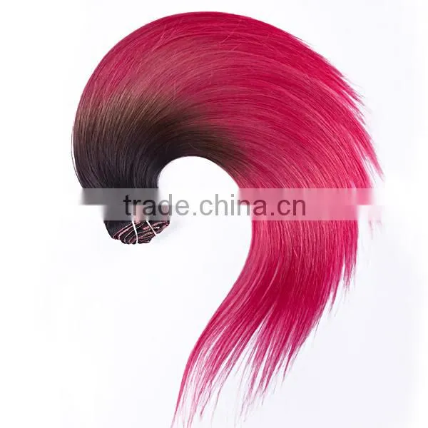 Ombre colored lace full head Russian Brazilian Indian remy human clip in hair extensions