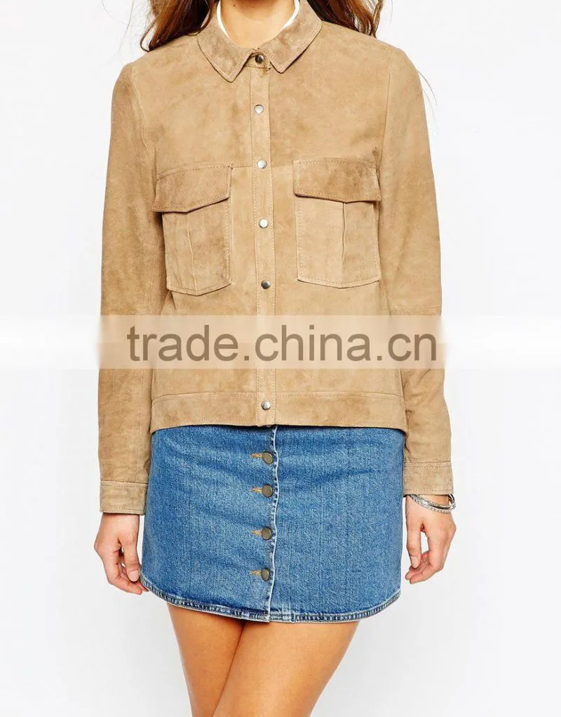 2015 Hot customized high quality Lady's fashion leather Jacket for women girls