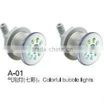 blue bubble lights used in bathtub