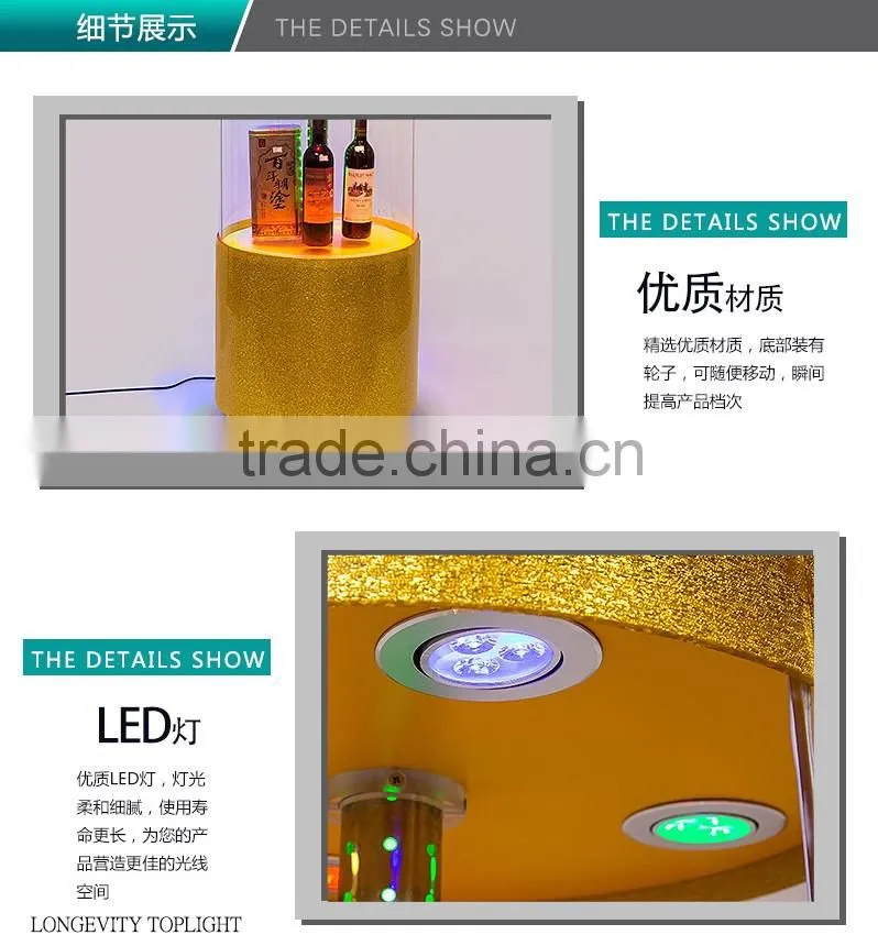 2016 hot sale round acrylic optical rotating display stand case