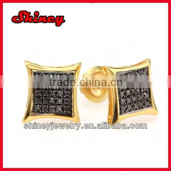 wholesale cubic zircon kite style screw back gold micro pave silver earrings
