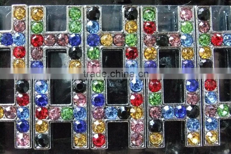 Wholesale Zinc Alloy 10mm Mixed Color Colorful Rhinestones Slide Letters