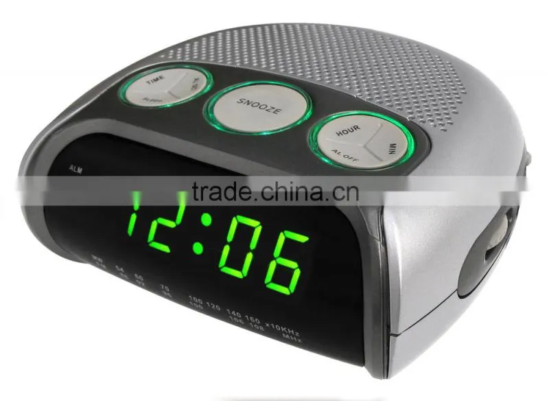 Hot Item Green LED Dual Alarms Light Rim Clock Radio