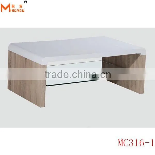 modern glass wooden coffee table with drawers