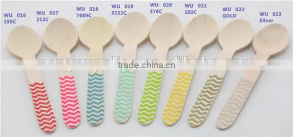 6.5 Inches Red Polka Dot Printed Wooden Spoons Utensils
