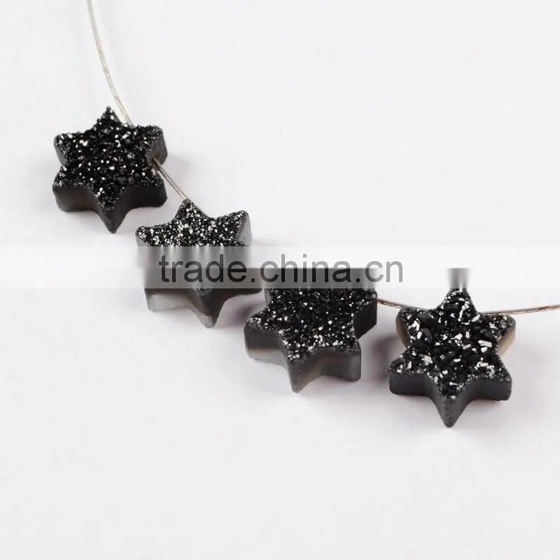 Wholesale mogen david star loose flat agate druzy cabochon beads