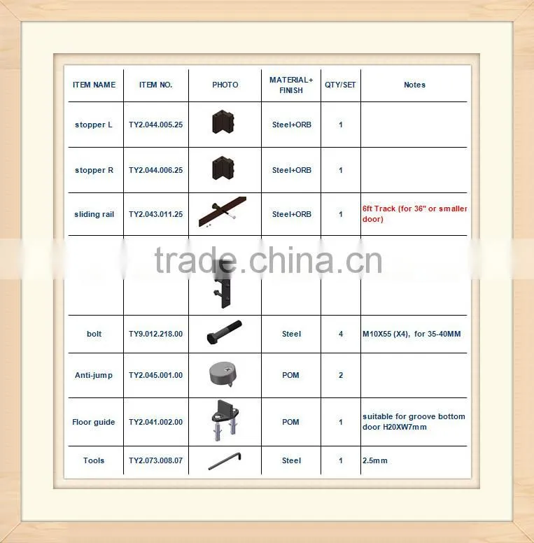 American sliding Barn Door Hardware/Partition door system