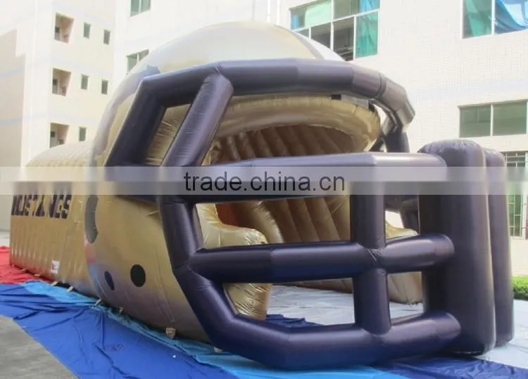 2016 Giant custom golden Inflatable football entrance helmet tunnel
