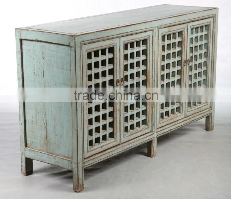 Chinese antique reclaimed solid wood carving cabinet