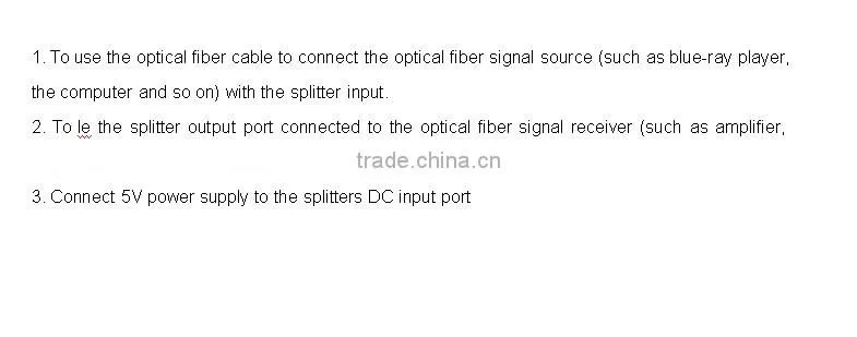 SPDIF/TosLink 1x3 Splitter swith DC5V/500mA power supply