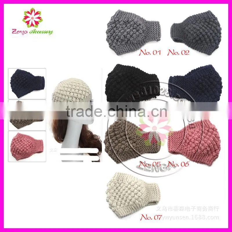 Winter Flower Knit Crochet Headwrap Headband ear warmer headwear wrap hairband