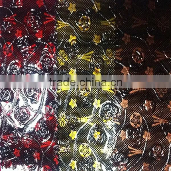 free sample shining printing PVC leather for decoration bag ,make up bag china factory