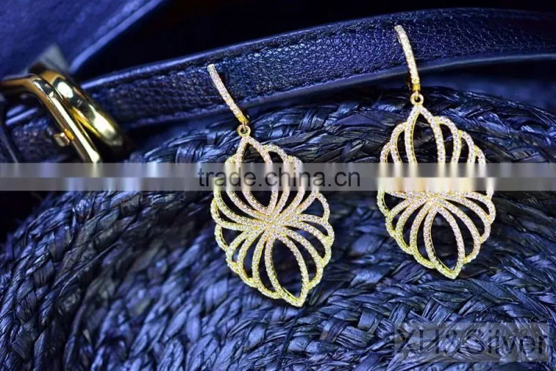China factory silver jewelry customized zircon dangle earrings