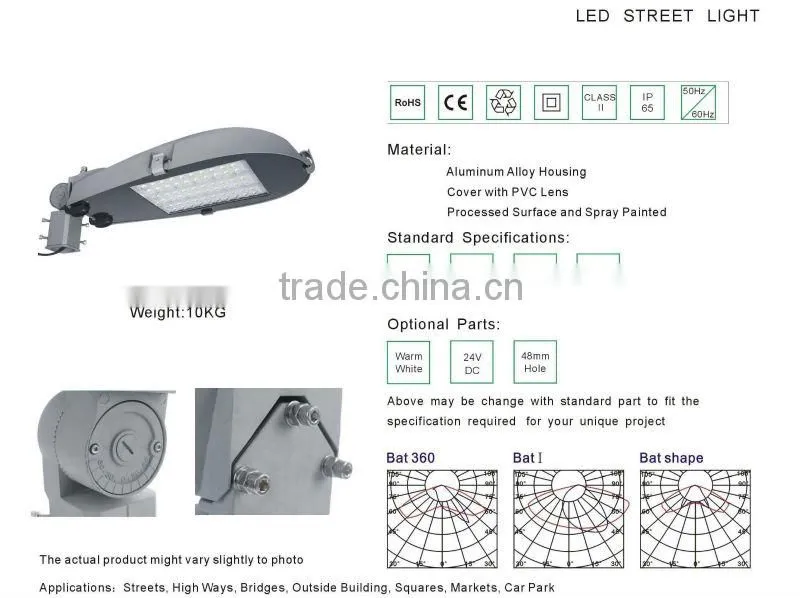 new style, MW driver and Bridgelux chip, LED Street Light SP-1009, 50w/80w