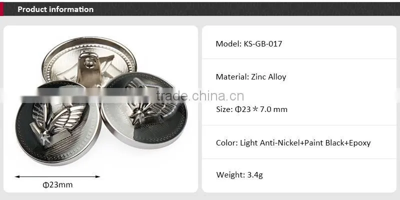 Fashion Luxury Alloy Custom Logo Metal Buttons