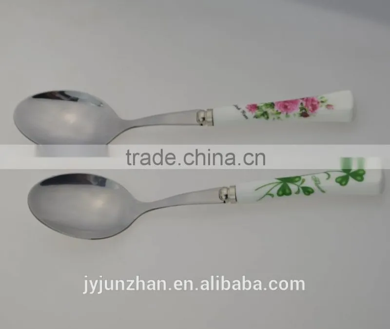 stainless steel cutlery with ceramic handle spoon