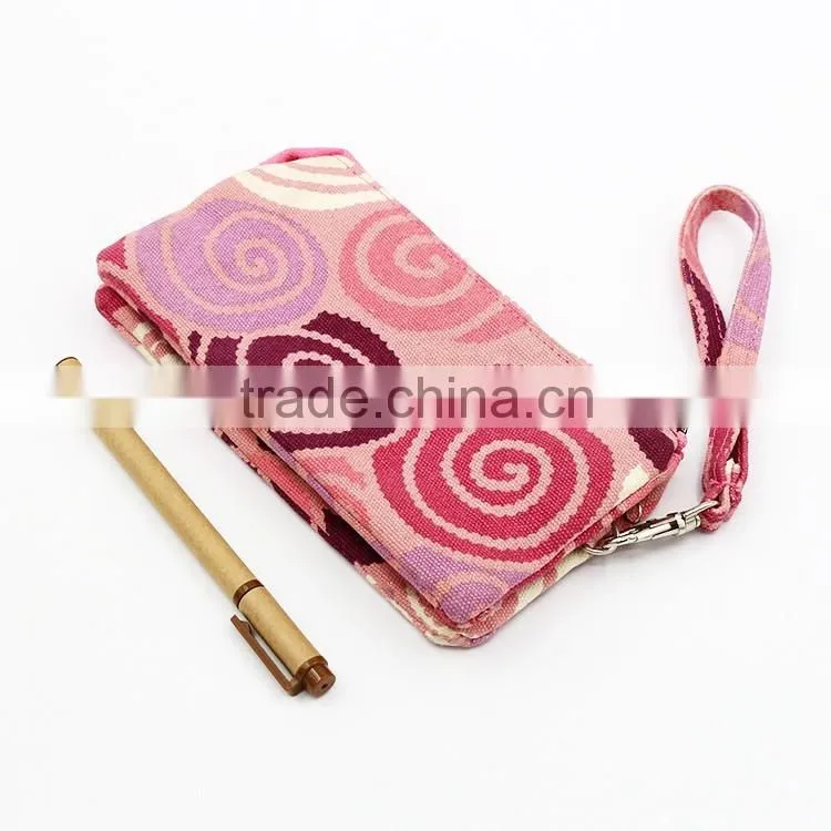 Top quality 100% cotton canvas clutch bag colorful canvas bag with 3 pockets