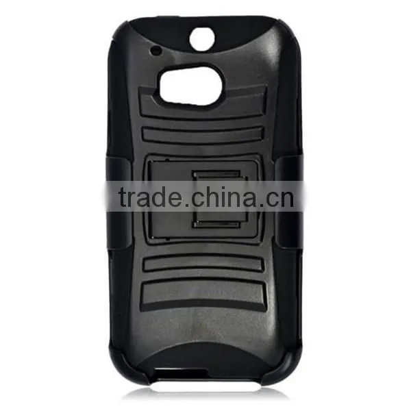 Rugged Hybrid Hard Mobile Phone Case Belt Clip Holster For HTC One M8