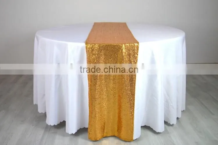100%Polyester Rectangular Traditional sequin embroidery organza banquet table runner