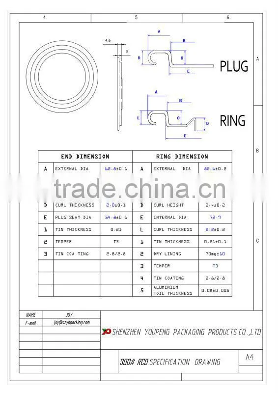 211(65mm) aluminum recoverable cans ring pull tab