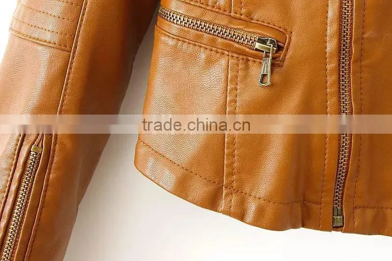 Most popular women leather jacket 2015 china