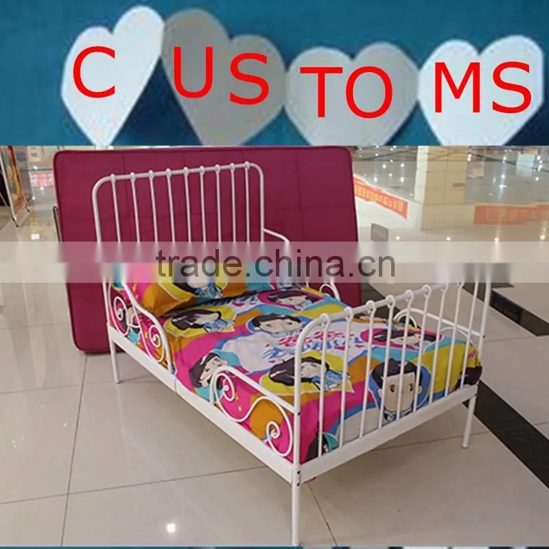 white powder painting single metal girls bed