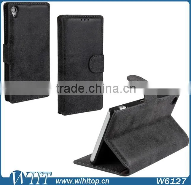Factory Wholesale Retro Wallet Style for Sony Xperia Z3 Case Leather Cover
