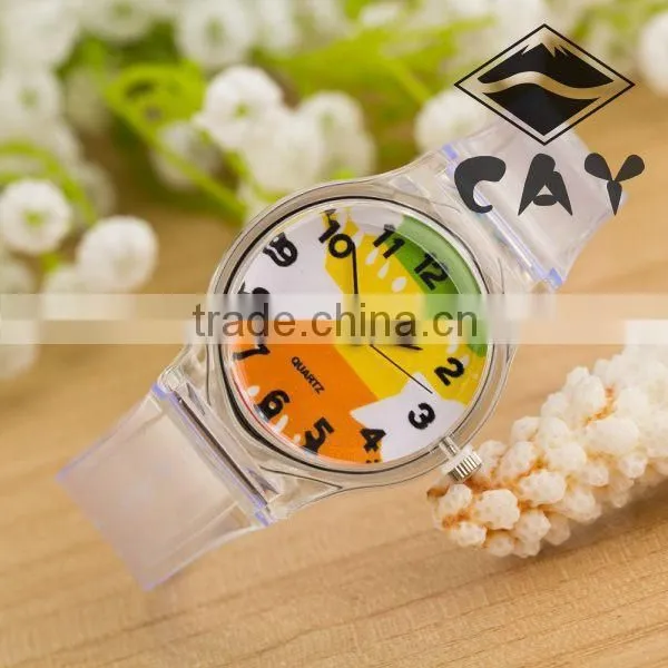 Stock! Newest Deisgn Hot Sale Younth High Quality Fashion Simple Star Transparent Plastic Kid Wrist Watch