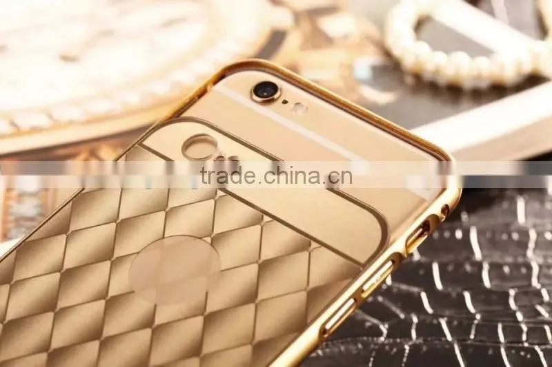 New product electroplated Diamond Grid Pattern 3D Aluminum mirror mobile accessories case for iphone 6s case