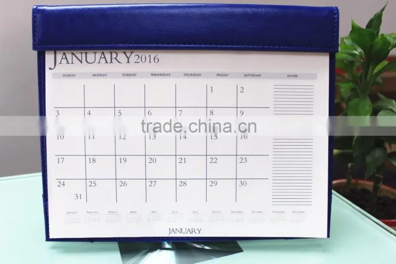 Popularity wholesales recycled pu leather cheap office portable desk calendar