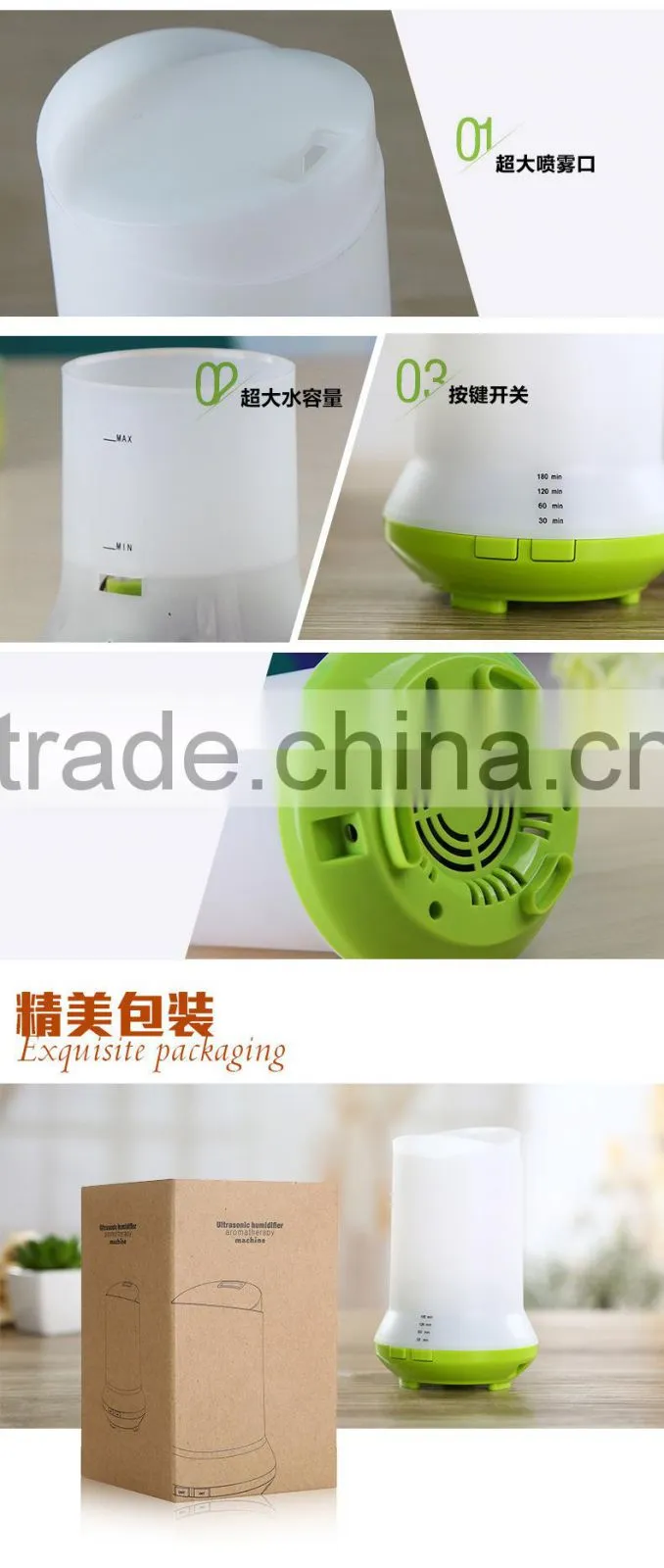 New design AC charger powered mini usb humidifier with led