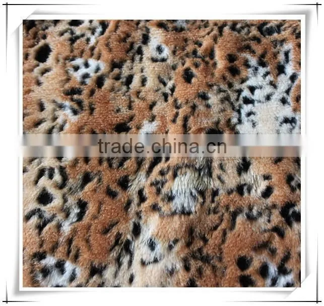 Fake jaguar fur fabric, jacquard weave faux fur fabric