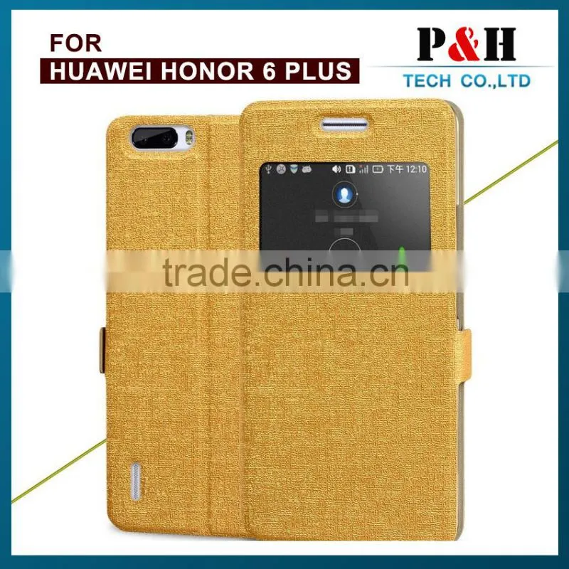 China Wholesale PU Leather Case Flip Phone Case with Window View for Huawei Honor 6