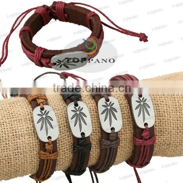 Fashion design brown leather braided handmade leather bracelet wholesale