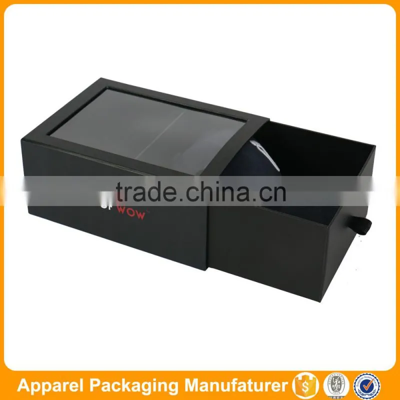 Black paper box with window multiple hat display case